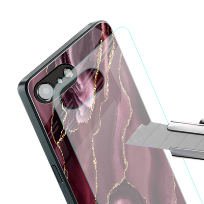 maroon liquid marble back phone cover | glass case for iphone 16e