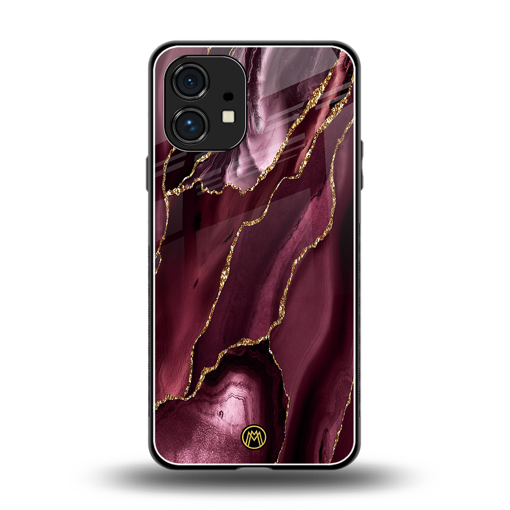 maroon liquid marble back phone cover | glass case for nothing phone 1