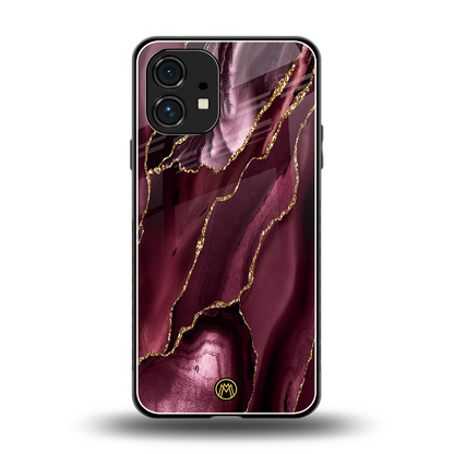 maroon liquid marble back phone cover | glass case for nothing phone 1