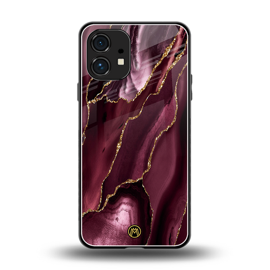 maroon liquid marble back phone cover | glass case for nothing phone 1