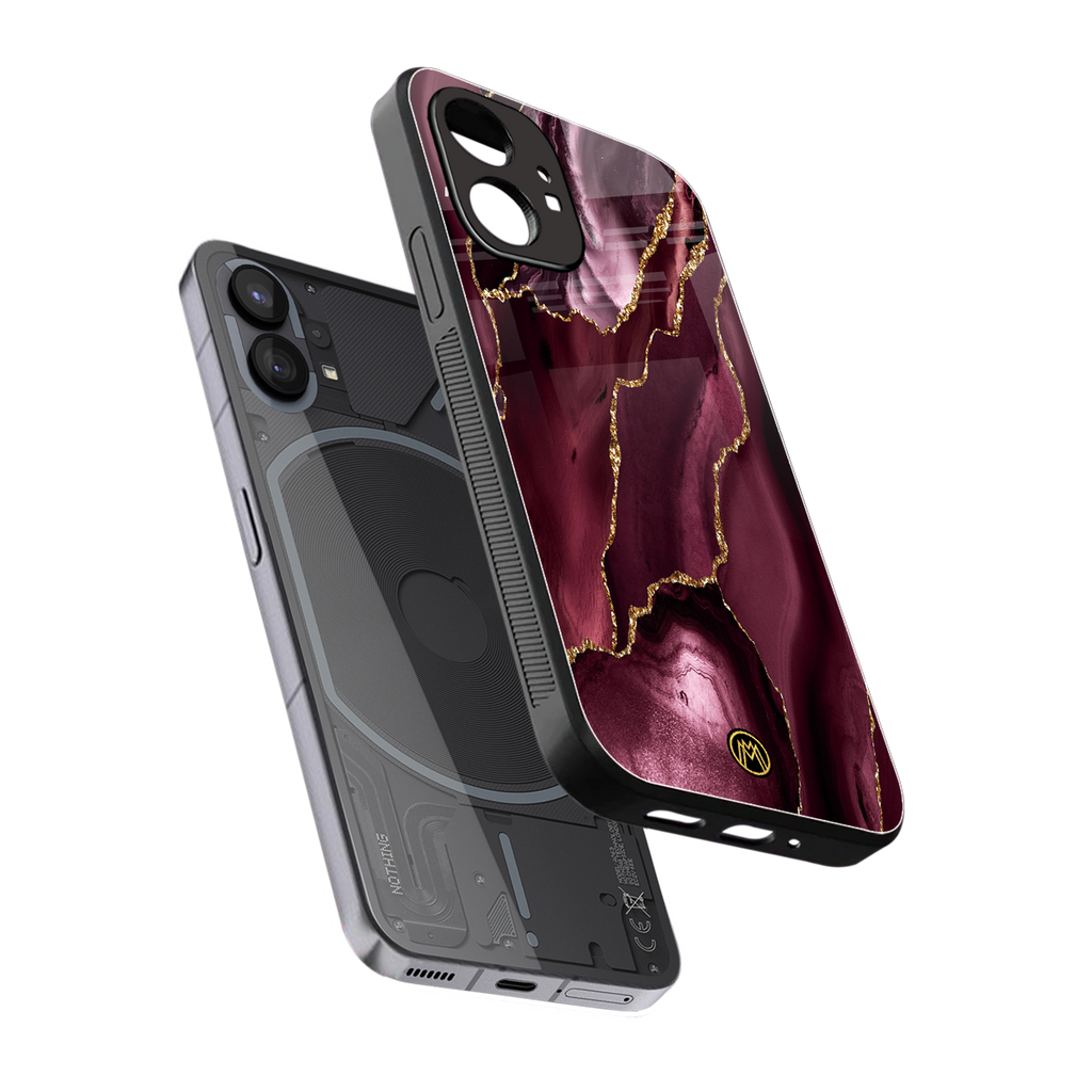 maroon liquid marble back phone cover | glass case for nothing phone 1