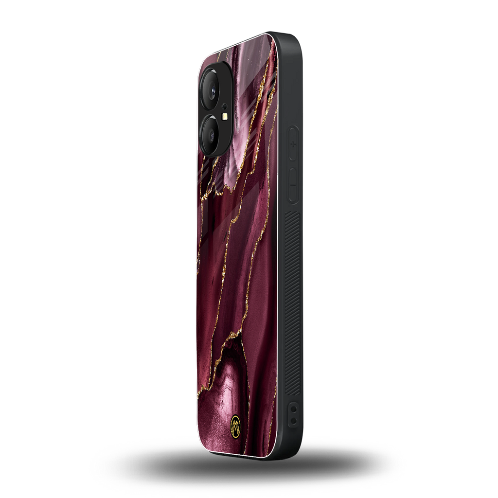 maroon liquid marble back phone cover | glass case for nothing phone 1
