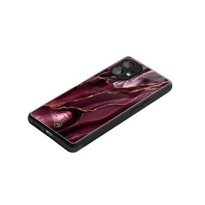 maroon liquid marble back phone cover | glass case for nothing phone 1