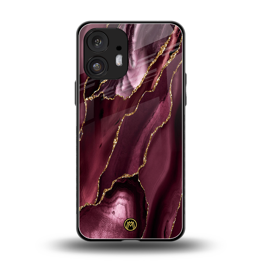 maroon liquid marble back phone cover | glass case for nothing phone 2