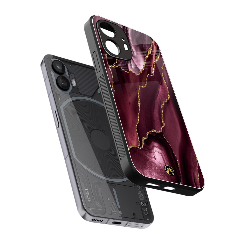 maroon liquid marble back phone cover | glass case for nothing phone 2