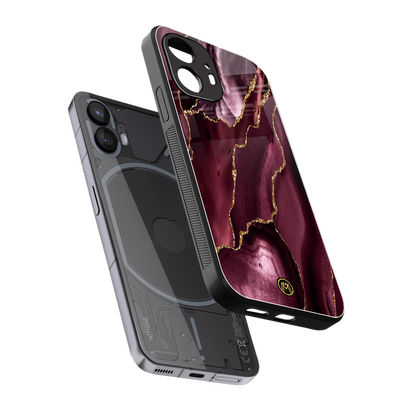 maroon liquid marble back phone cover | glass case for nothing phone 2