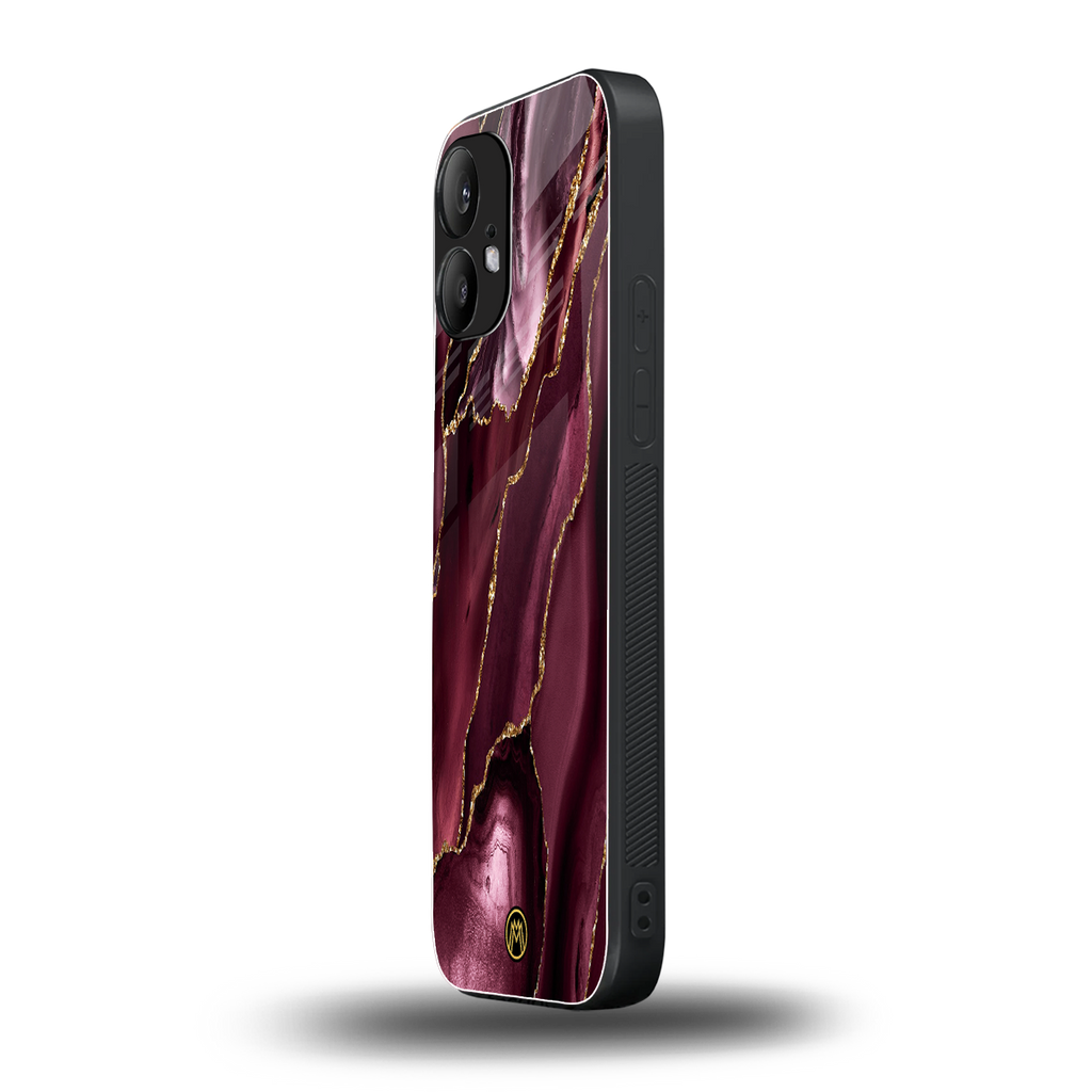 maroon liquid marble back phone cover | glass case for nothing phone 2