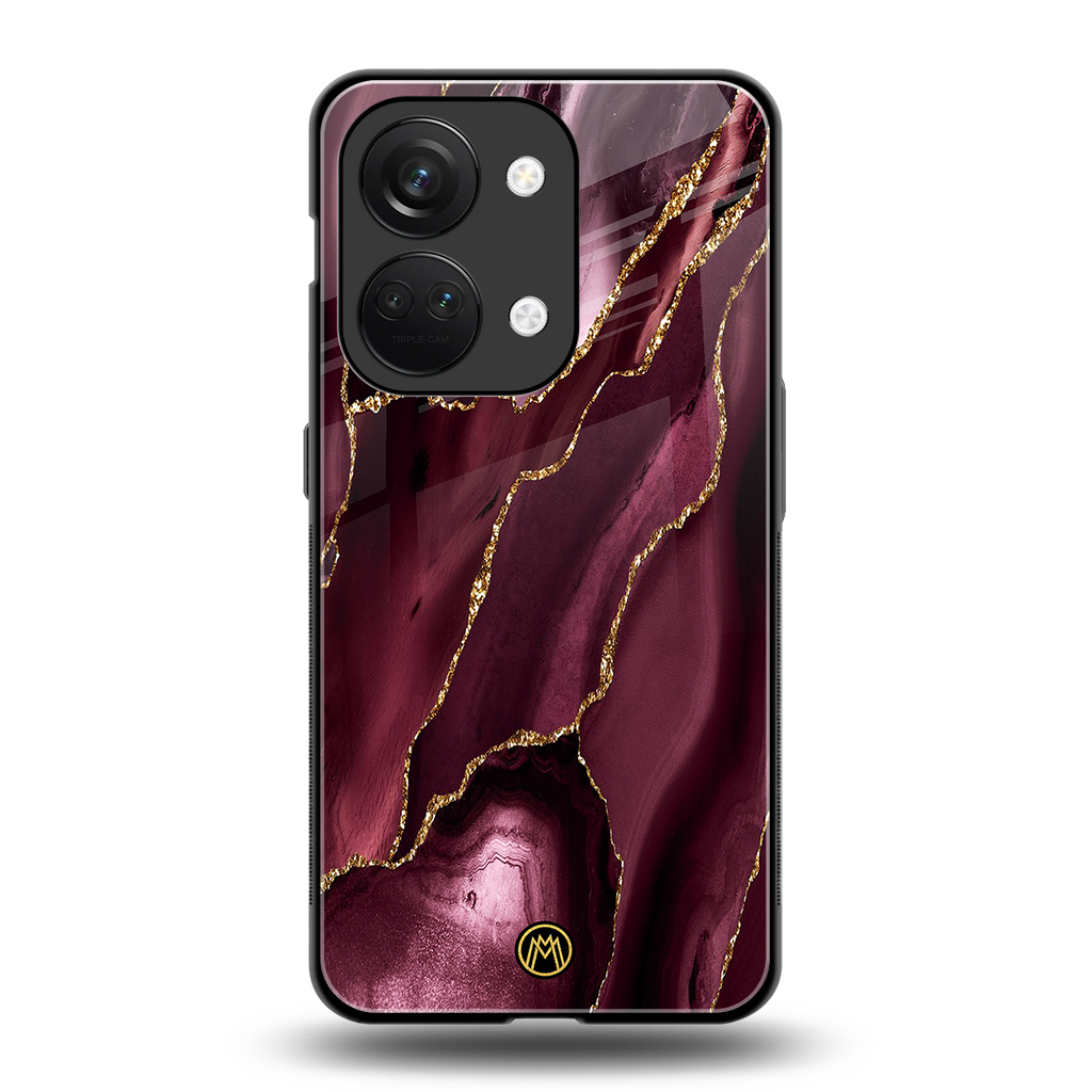 maroon liquid marble back phone cover | glass case for oneplus nord 3