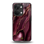 maroon liquid marble back phone cover | glass case for oneplus nord 3