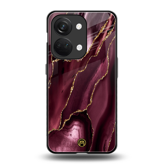maroon liquid marble back phone cover | glass case for oneplus nord 3