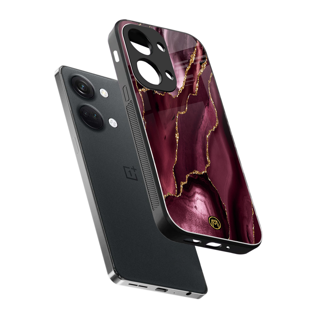 maroon liquid marble back phone cover | glass case for oneplus nord 3