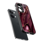 maroon liquid marble back phone cover | glass case for oneplus nord 3