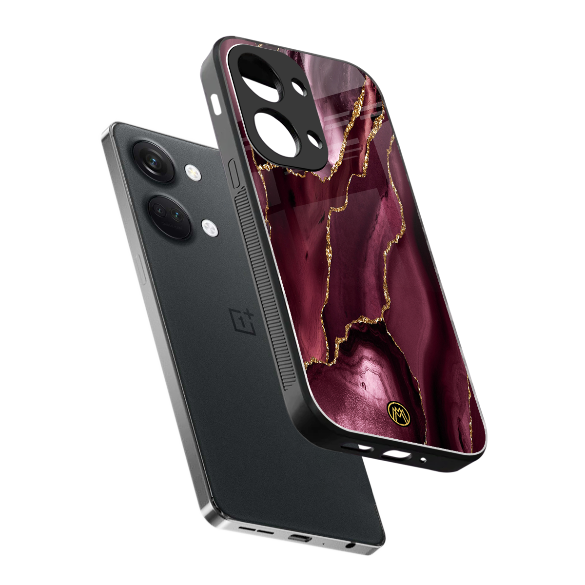 maroon liquid marble back phone cover | glass case for oneplus nord 3