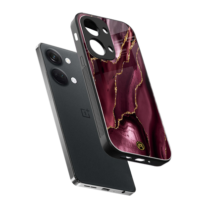 maroon liquid marble back phone cover | glass case for oneplus nord 3