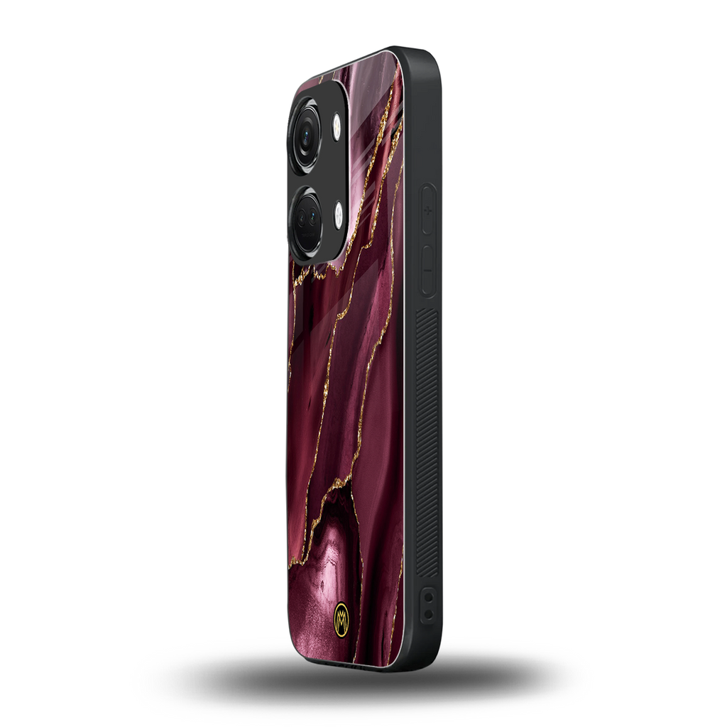 maroon liquid marble back phone cover | glass case for oneplus nord 3