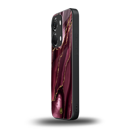 maroon liquid marble back phone cover | glass case for oneplus nord 3