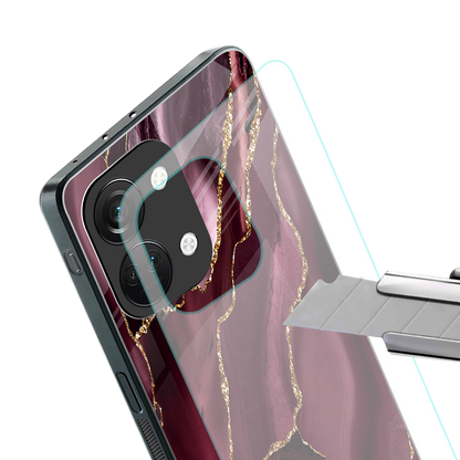 maroon liquid marble back phone cover | glass case for oneplus nord 3
