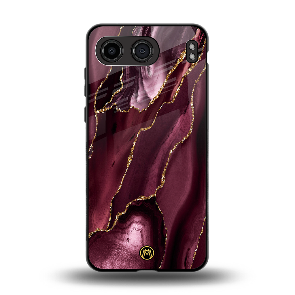 maroon liquid marble back phone cover | glass case for oneplus nord 4