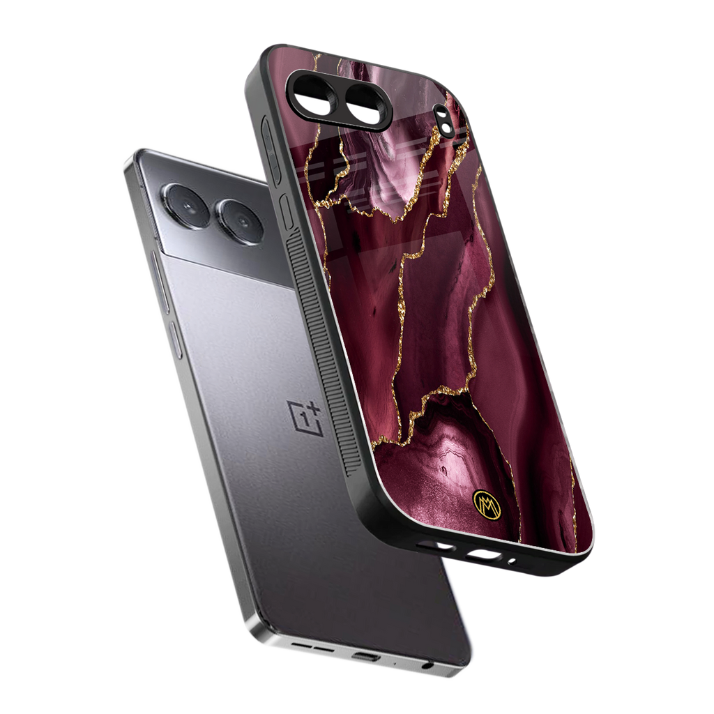 maroon liquid marble back phone cover | glass case for oneplus nord 4