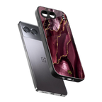 maroon liquid marble back phone cover | glass case for oneplus nord 4