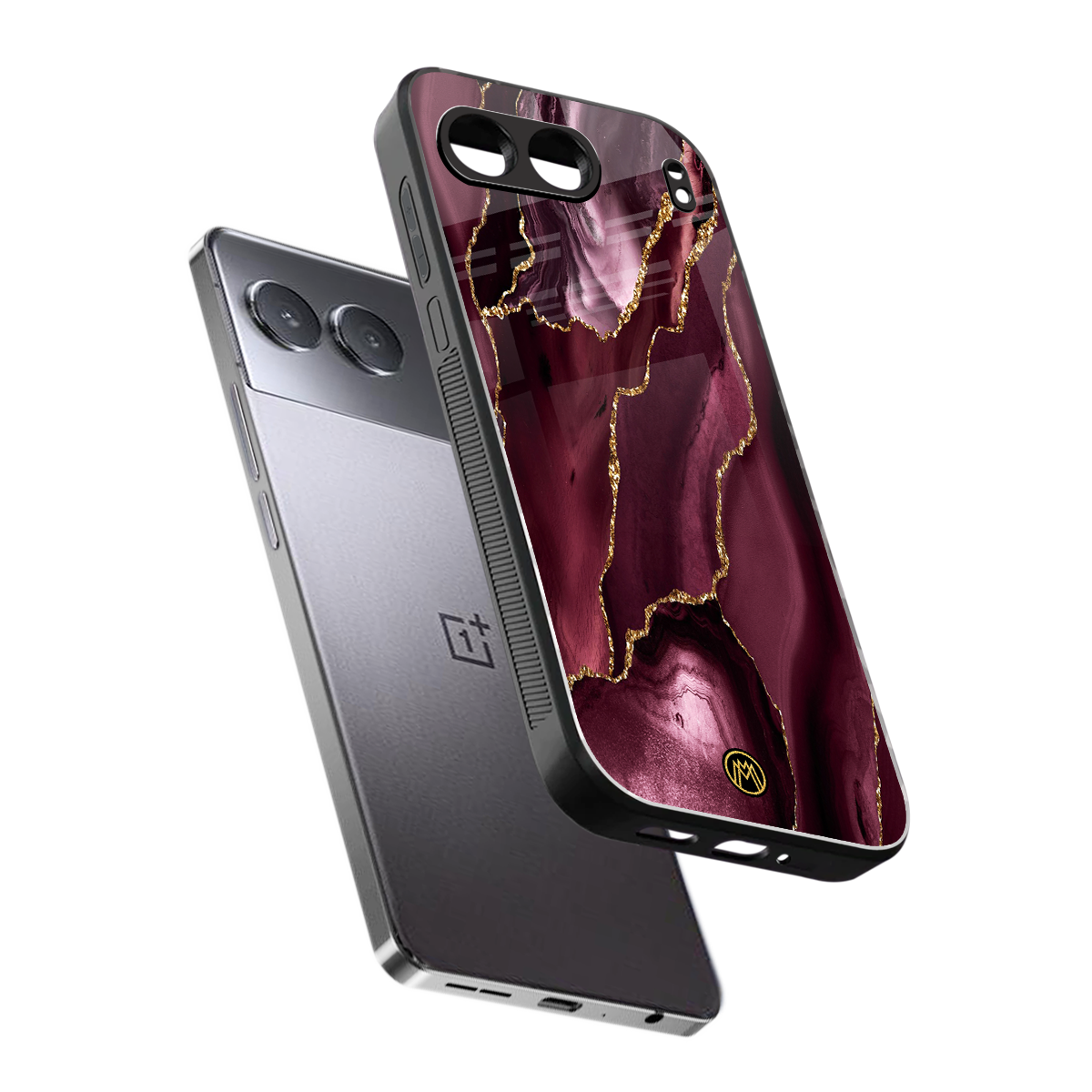 maroon liquid marble back phone cover | glass case for oneplus nord 4