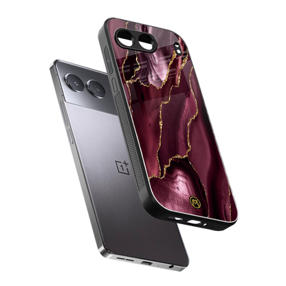 maroon liquid marble back phone cover | glass case for oneplus nord 4