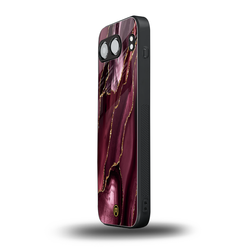 maroon liquid marble back phone cover | glass case for oneplus nord 4