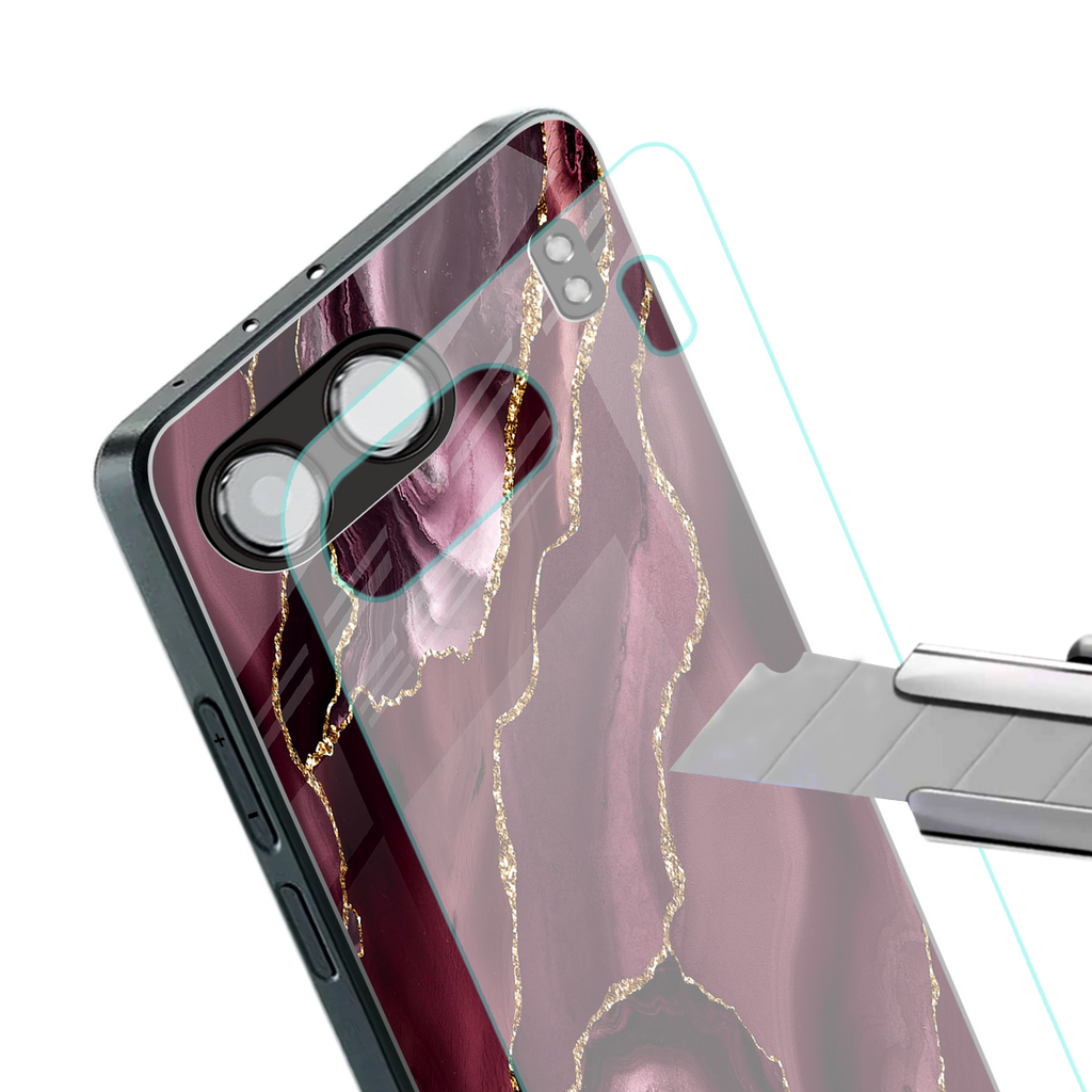 maroon liquid marble back phone cover | glass case for oneplus nord 4