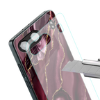 maroon liquid marble back phone cover | glass case for oneplus nord 4