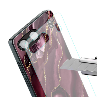 maroon liquid marble back phone cover | glass case for oneplus nord 4