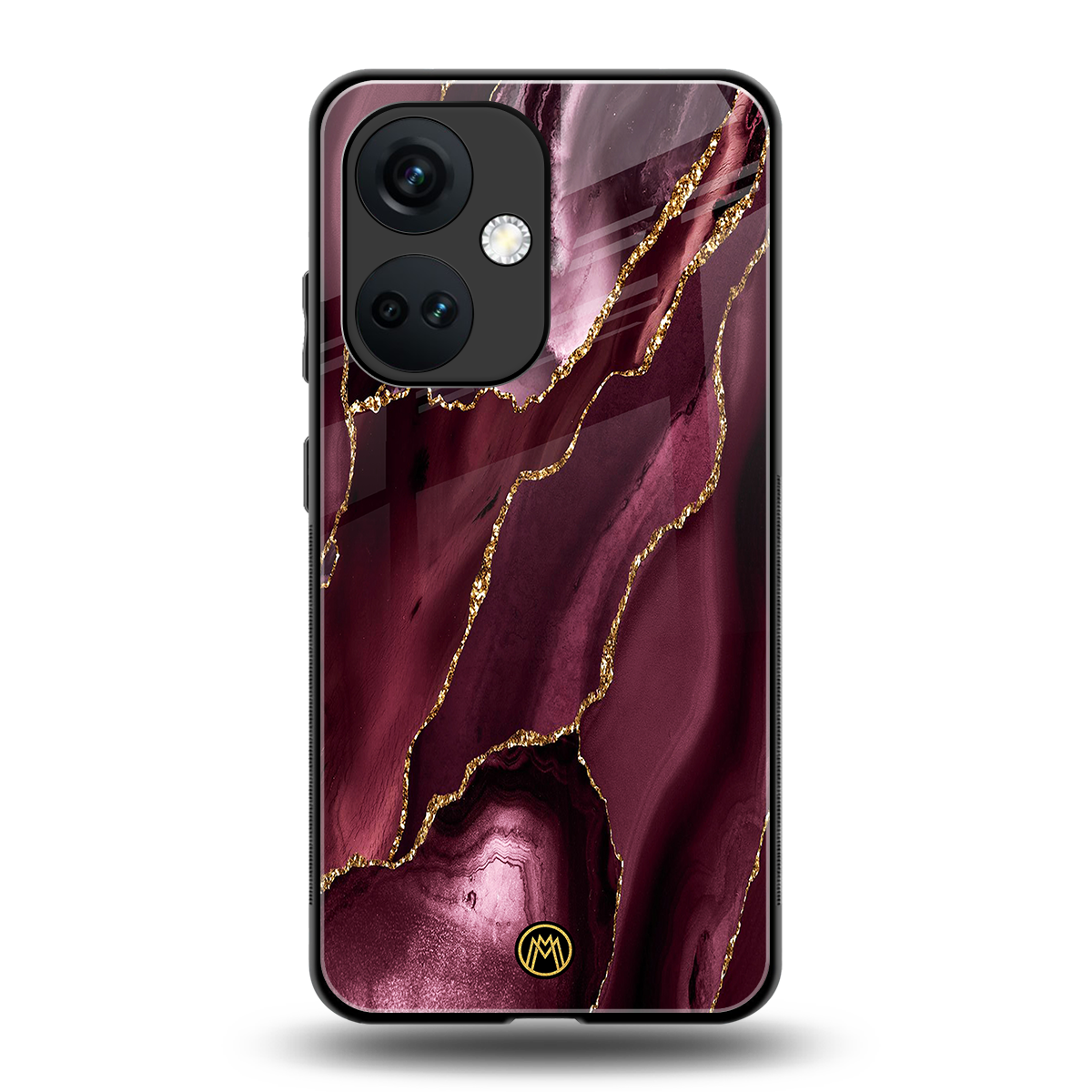 maroon liquid marble back phone cover | glass case for oneplus nord ce 3