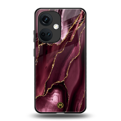 maroon liquid marble back phone cover | glass case for oneplus nord ce 3
