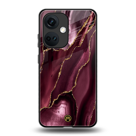 maroon liquid marble back phone cover | glass case for oneplus nord ce 3