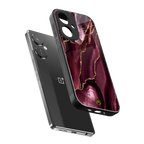 maroon liquid marble back phone cover | glass case for oneplus nord ce 3