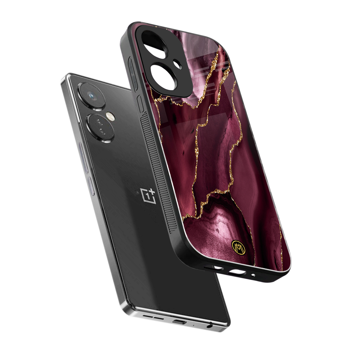 maroon liquid marble back phone cover | glass case for oneplus nord ce 3
