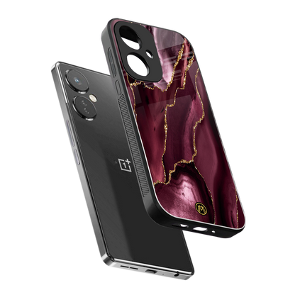 maroon liquid marble back phone cover | glass case for oneplus nord ce 3