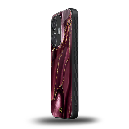 maroon liquid marble back phone cover | glass case for oneplus nord ce 3