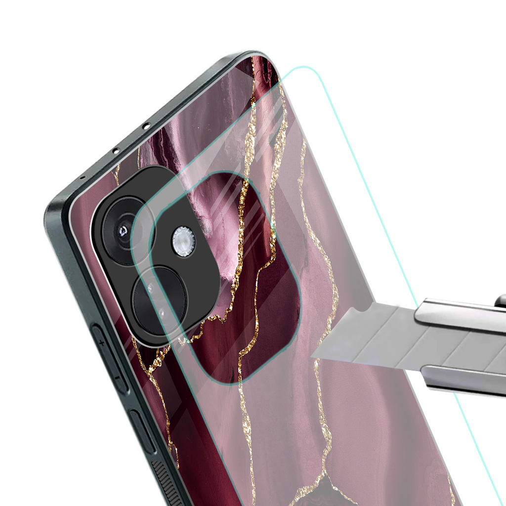 maroon liquid marble back phone cover | glass case for oneplus nord ce 3