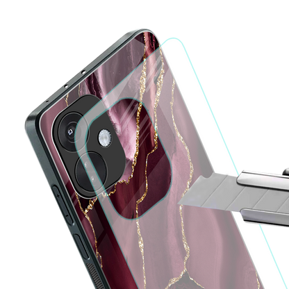 maroon liquid marble back phone cover | glass case for oneplus nord ce 3