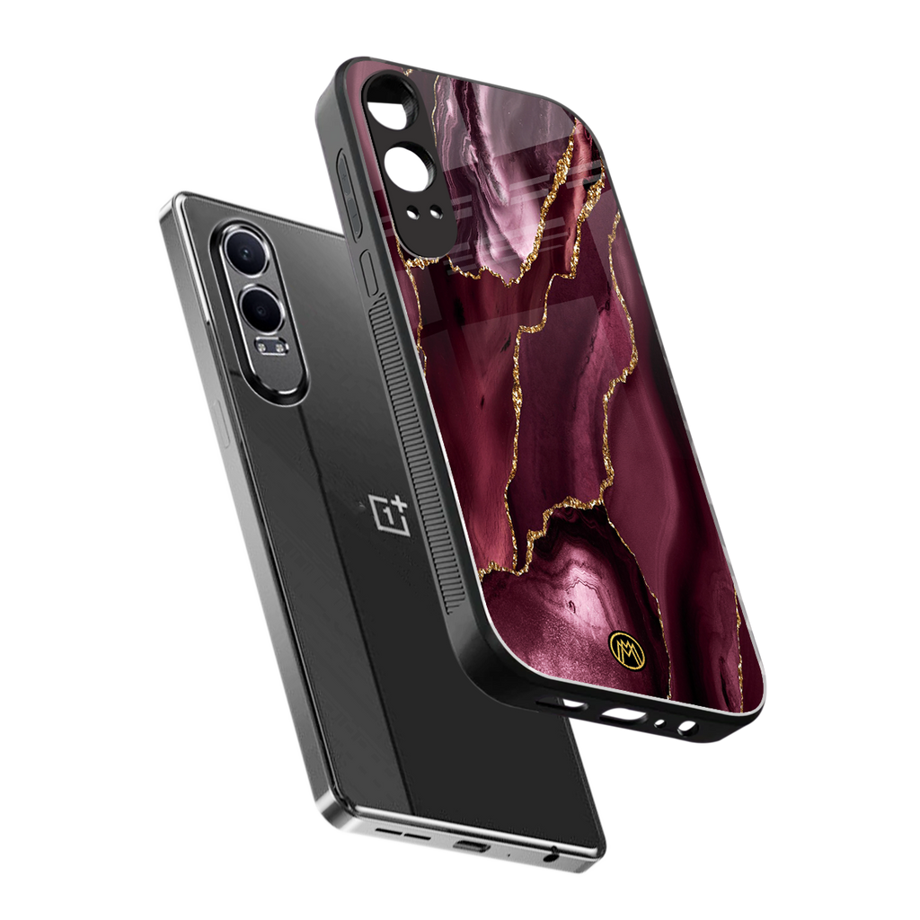 maroon liquid marble back phone cover | glass case for oneplus nord ce 4 lite