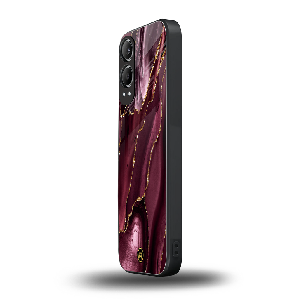 maroon liquid marble back phone cover | glass case for oneplus nord ce 4 lite