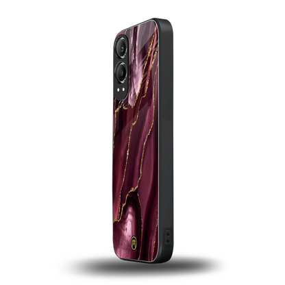 maroon liquid marble back phone cover | glass case for oneplus nord ce 4 lite