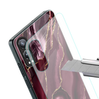 maroon liquid marble back phone cover | glass case for oneplus nord ce 4 lite