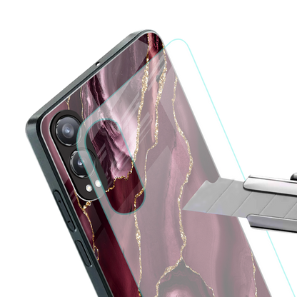 maroon liquid marble back phone cover | glass case for oneplus nord ce 4 lite