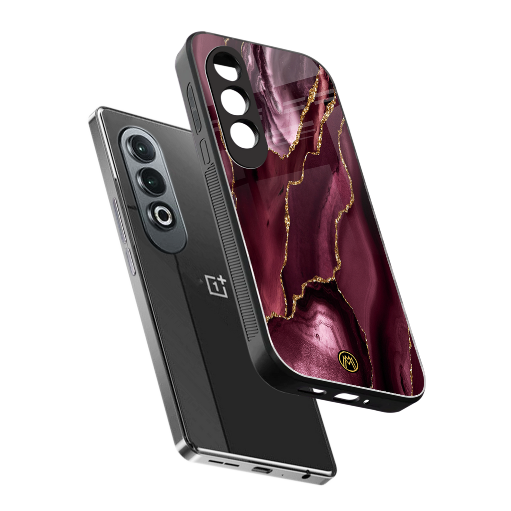maroon liquid marble back phone cover | glass case for oneplus nord ce 4