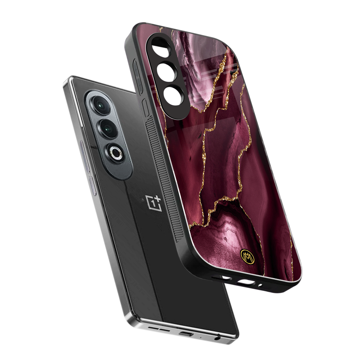 maroon liquid marble back phone cover | glass case for oneplus nord ce 4