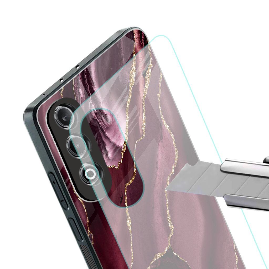 maroon liquid marble back phone cover | glass case for oneplus nord ce 4