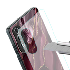 maroon liquid marble back phone cover | glass case for oneplus nord ce 4