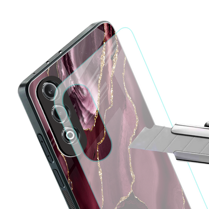 maroon liquid marble back phone cover | glass case for oneplus nord ce 4