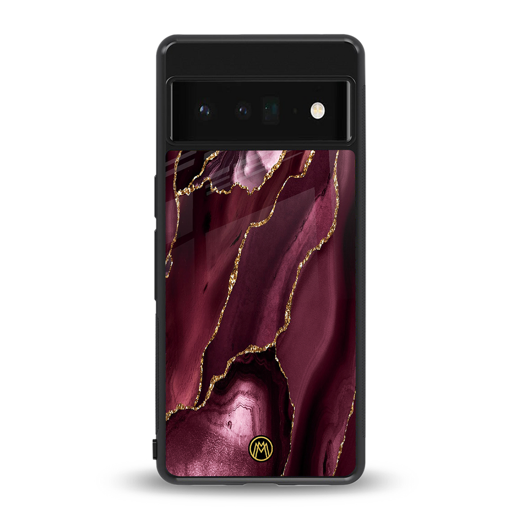 maroon liquid marble back phone cover | glass case for google pixel 6 pro